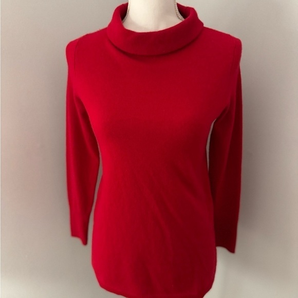 Talbots Size S Sweater small turtle Neck Pure Cashmere Tunic Pull Over Red - Picture 1 of 9